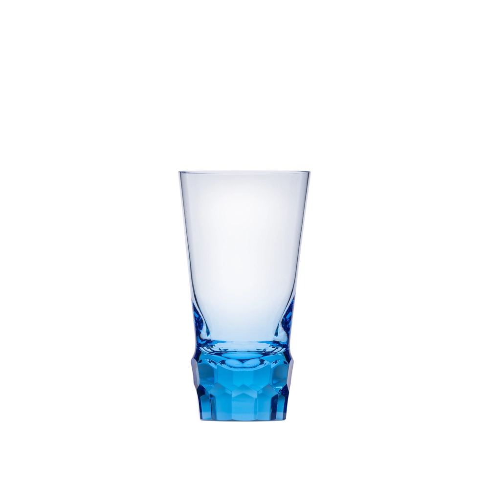 Verre à eau 370ml bleu océan en authentique cristal de bohême taillé main. Collection Sonnet de Moser, la plus prestigieuse & réputée cristallerie de Bohême.