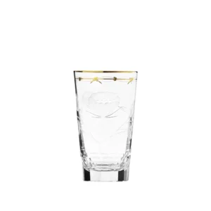 Verre à eau 370ml en authentique cristal de bohême taillé main, gravé artistiquement, et subtilement décoré avec de l'or 24 carats. Collection Paula de Moser, la plus prestigieuse & réputée cristallerie de Bohême.