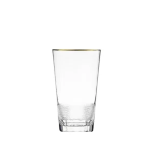 Verre à eau 300ml en authentique cristal de bohême taillé, avec une élégante bande en or 24 carats. Collection Royal de Moser, la plus prestigieuse & réputée cristallerie de Bohême.