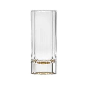 Verre à eau en cristal de bohême taillé, avec un miroir en or 24 carats au fond du verre. Création de Moser, la plus prestigieuse cristallerie de Bohême. Collection Solaris.