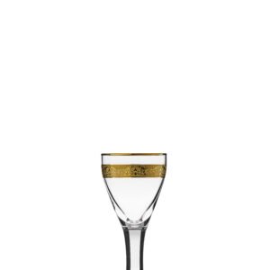 Verre à liqueur en authentique cristal de bohême, orné d'un bandeau en or 24 carats. Collection Copenhagen de la cristallerie Moser.