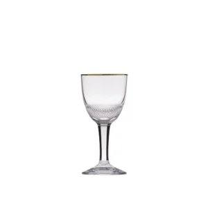 Verre à liqueur 40ml en authentique cristal de bohême taillé, avec une élégante bande en or 24 carats. Collection Royal de Moser, la plus prestigieuse & réputée cristallerie de Bohême.