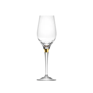 Verre à prosecco 250ml en authentique cristal de bohême taillé, avec une bague en or fin 24 carats. Création de Moser, la plus prestigieuse cristallerie de Bohême. Collection Jewel.
