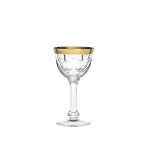 Verre à sherry 65ml en authentique cristal de bohême taillé main., habillé d'une élégante bande en or 24 carats. Collection Lady Hamilton, inspirée d'Emma Hamilton, fruit de Moser, la plus prestigieuse & réputée cristallerie de Bohême.