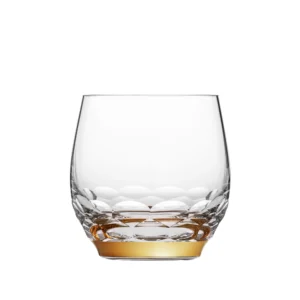 Verre à spiritueux 150ml en authentique cristal de bohême taillé, avec une bague en or fin 24 carats. Création de Moser, la plus prestigieuse cristallerie de Bohême. Collection Jewel.