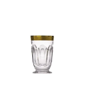 Verre à spiritueux 45ml en authentique cristal de bohême taillé main, habillé d'une élégante bande en or 24 carats. Collection Lady Hamilton (inspirée d'Emma Hamilton) de Moser, la plus prestigieuse & réputée cristallerie de Bohême.