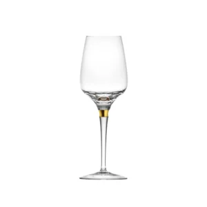 Verre à vin blanc 350ml en authentique cristal de bohême taillé, avec une bague en or 24 carats. Création de Moser, la plus prestigieuse cristallerie de Bohême. Collection Jewel.