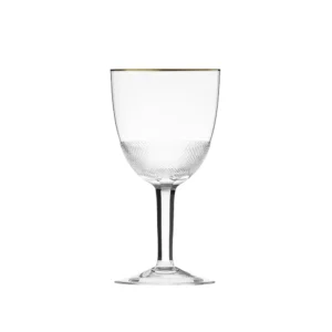 Verre à vin blanc 280ml en authentique cristal de bohême taillé, avec une élégante bande en or 24 carats. Collection Royal de Moser, la plus prestigieuse & réputée cristallerie de Bohême.