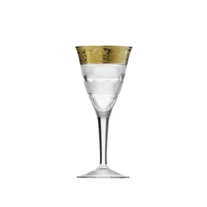 Verre à vin blanc 200ml en authentique cristal de bohême taillé, avec un bandeau en or 24 carats. Création Moser, la plus prestigieuse & réputée cristallerie de Bohême. Collection Splendid, élaborée en 1911, qui reste encore aujourd'hui la plus luxueuse de toute l'histoire de la Maison.