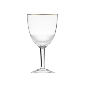 Verre à vin rouge 360ml en authentique cristal de bohême taillé, avec une élégante bande en or 24 carats. Collection Royal de Moser, la plus prestigieuse & réputée cristallerie de Bohême.