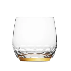 Verre à whisky 400ml en authentique cristal de bohême taillé, avec une bague en or fin 24 carats. Création de Moser, la plus prestigieuse cristallerie de Bohême. Collection Jewel.