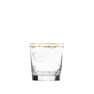 Verre à whisky 370ml en authentique cristal de bohême taillé main, gravé artistiquement, et subtilement décoré avec de l'or 24 carats. Collection Paula de Moser, la plus prestigieuse & réputée cristallerie de Bohême.
