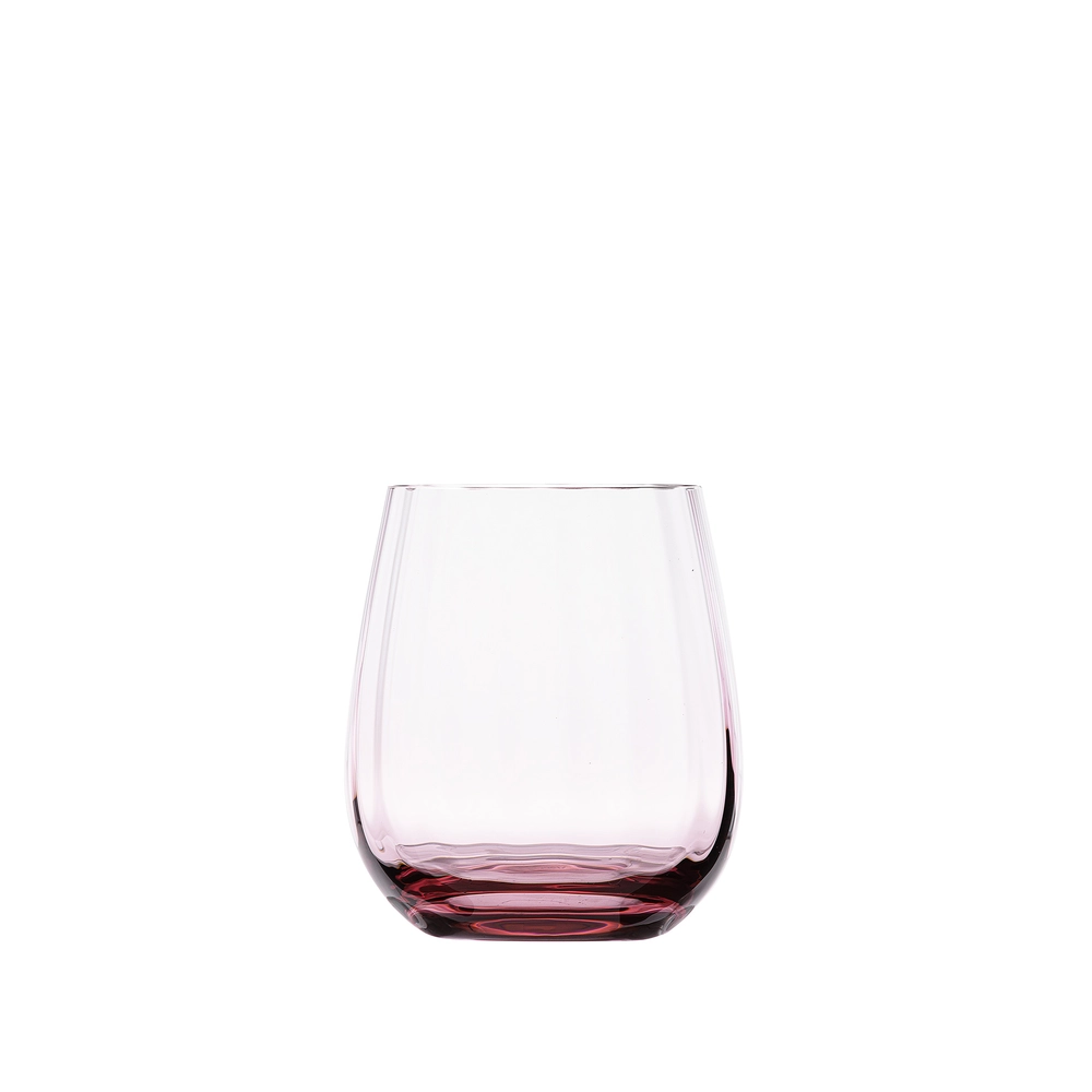 Verre à whisky 360ml, couleur rosaline, en authentique cristal de bohême, uni. Collection Optic de Moser, la plus prestigieuse & réputée cristallerie de Bohême.