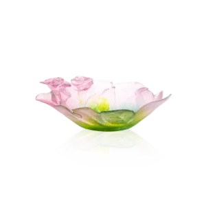 Vide-poche en pâte de verre de la prestigieuse cristallerie Daum, collection Roses.