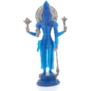 Sculpture d'une divinité Vishnu en pâte de verre de la prestigieuse cristallerie Daum. Modèle XL.