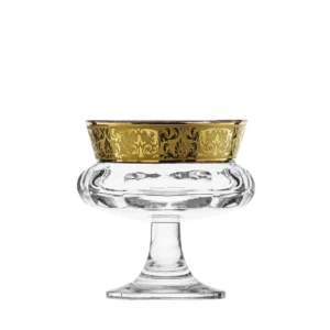 Bol Mirth 14cm en authentique cristal de bohême taillé, orné d'un élégant bandeau en or 24 carats. Création de Moser, la plus prestigieuse & réputée cristallerie de Bohême.