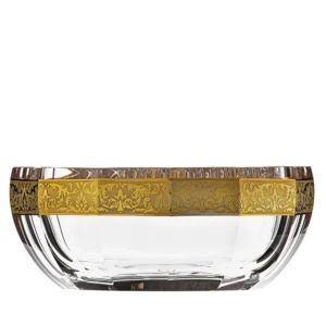 Bol Oasis 23cm en authentique cristal de bohême taillé, orné d'un élégant bandeau en or 24 carats. Création de Moser, la plus prestigieuse & réputée cristallerie de Bohême.