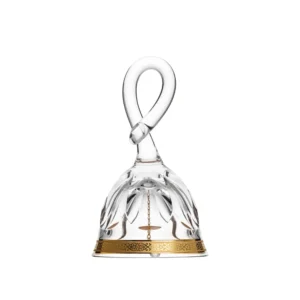 Cloche de décoration en authentique cristal de bohême taillé main, habillée d'une élégante bande en or 24 carats. Collection Lady Hamilton, inspirée d'Emma Hamilton, fruit de Moser, la plus prestigieuse & réputée cristallerie de Bohême.