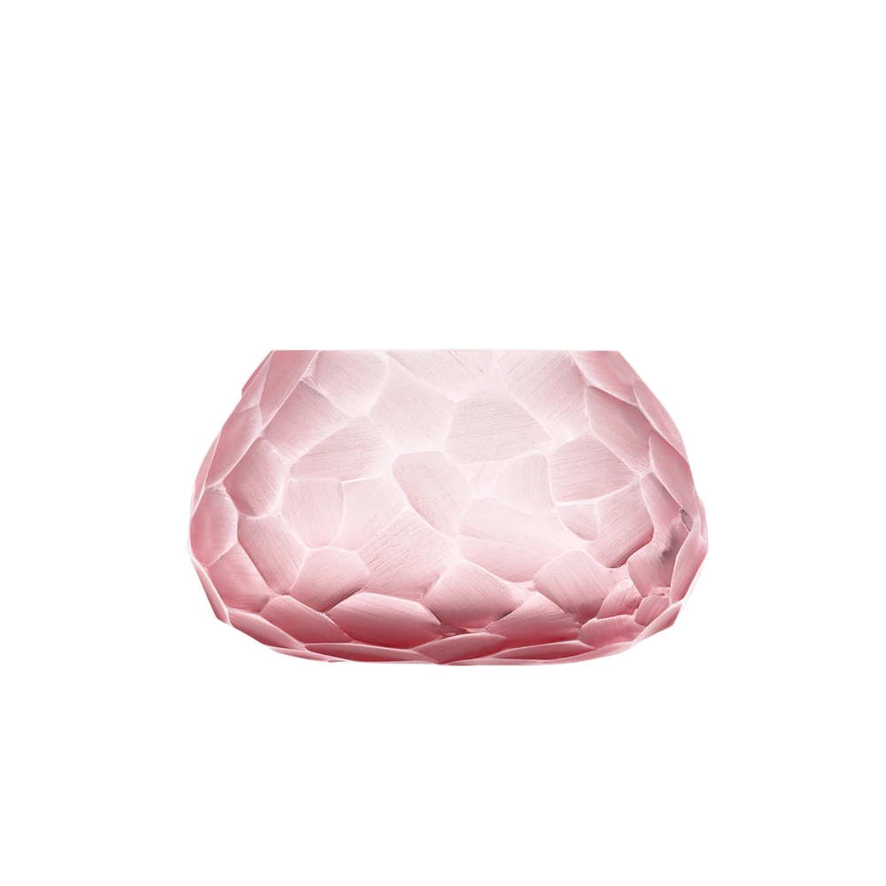 Photophore Lucy, couleur rosalin, en authentique cristal de bohême taillé. Création de Moser, la plus prestigieuse & réputée cristallerie de Bohême.