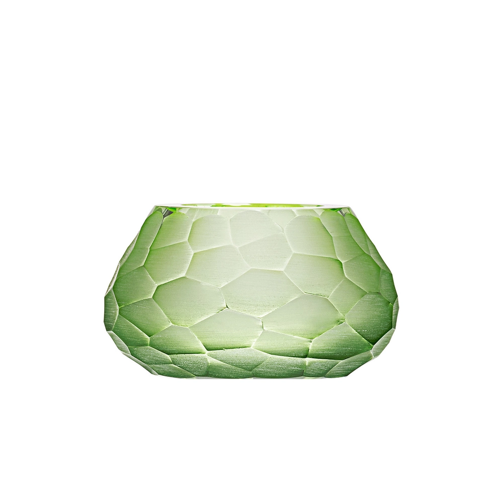 Photophore Lucy, couleur vert océan, en authentique cristal de bohême taillé. Création de Moser, la plus prestigieuse & réputée cristallerie de Bohême.