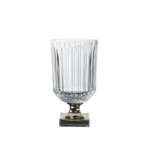 Vase sur pied, couleur platine, en cristallin 32cm, collection Minerva de la Maison bavaroise Nachtmann.